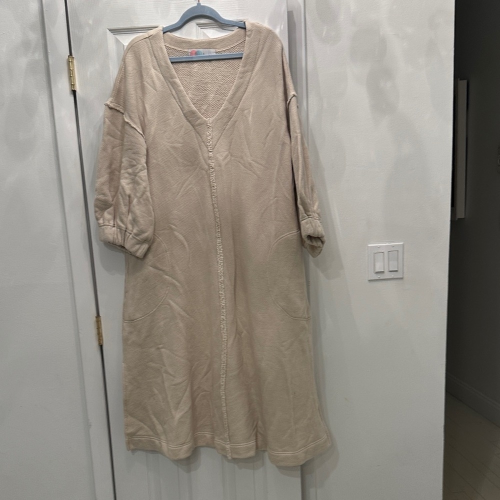 Free People Cream V-Neck Dress